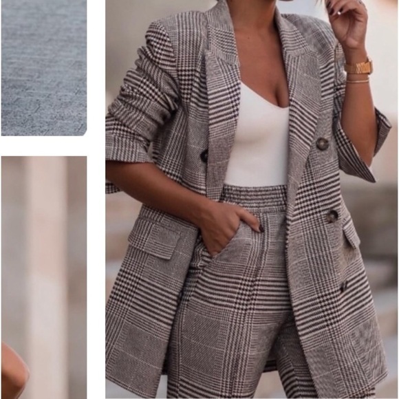 Brown houndstooth check Blazer - Picture 5 of 16